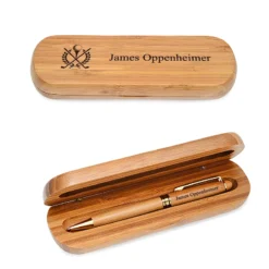 Crossing Golf Clubs Laser Engraved Bamboo Pen And Box Set
