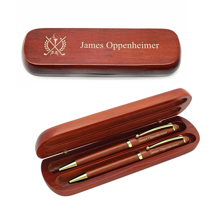 Crossing Golf Clubs Laser Engraved Cherrywood Double Pen And Box Set 1 Crossing Golf Clubs Laser Engraved Cherrywood Double Pen And Box Set