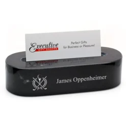 Crossing Golf Clubs Oval Laser Engraved Desktop Business Card Holder