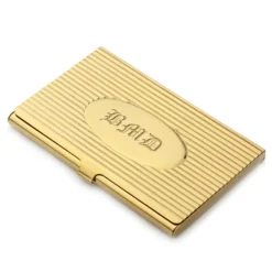 Gold Plated Business Card Case With Oval Engraving Plate
