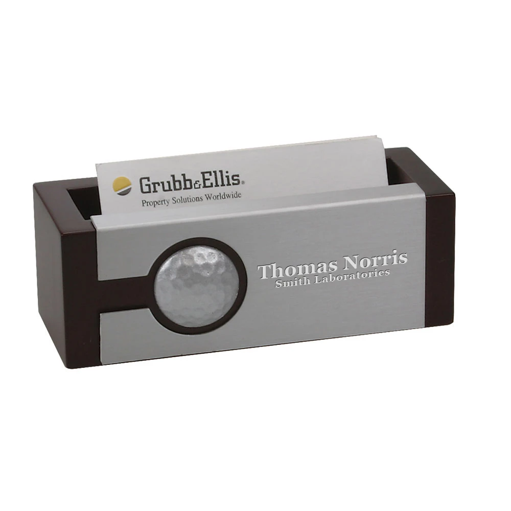 Golfer S Cherrywood & Metal Business Card Holder 1 Golfer S Cherrywood & Metal Business Card Holder