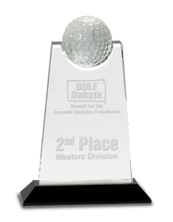 Personalized Glass Plaque With Crystal Golf Ball