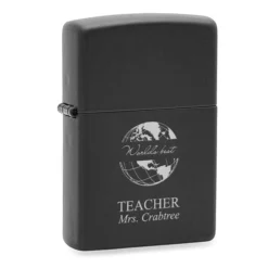 World S Best Teacher Black Matte Engravable Zippo Lighter